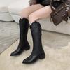 Осень Зима Винтаж Женщина Рыцарь Сапоги до колена Обувь Женские Лаконичные Молнии Вестерн Ковбойские Ботас