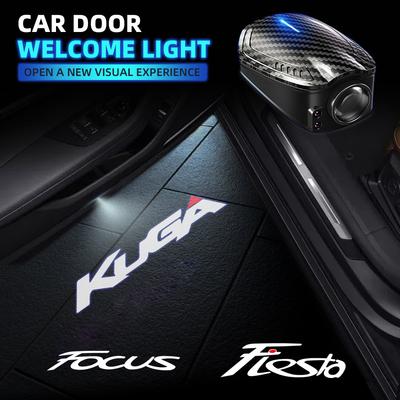 2 шт. USB-перезаряжаемые светодиодные лампы-проекторы с логотипом Focus Fiesta Kuga для дверей автомобиля, приветственные огни для