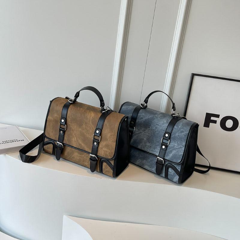 Autumn-Winter Vintage Design Messenger Bag Large Capacity Backpack Single-Shoulder Briefcase Preppy Style Fashion Crossbody Pack