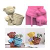 Cute Bear Flower Pots Mold Epoxy Resin Molds Pen Holder Candle Holder Cement Planter Silicone Mould Home Decorations
