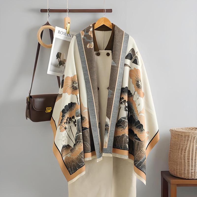 Luxury Double-Sided Women's Scarf: Thick Imitation Cashmere Shawl & Neck Warmer for Autumn/Winter