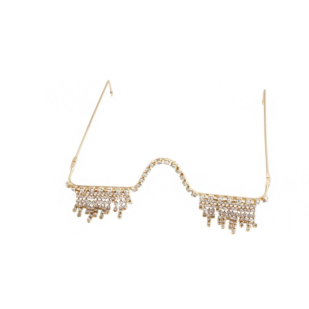 Zircon Tassel Rhinestone Eyeglass Frame Crystal Half Frame Glasses Chain Carnival
