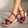 Wedge Sandals for Women Summer Casual Non-slip Peep Toe Platform Shoes Rubber Sole Buckle Elegant Heel Woman Sandale