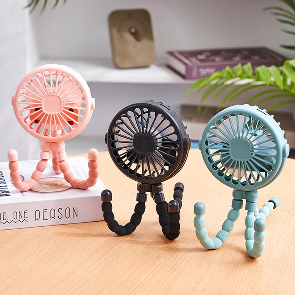 Baby Stroller Fan Mini Portable Outdoor Fan USB 3 Speed Flexible Octopus Fan Tripod Clip on Handheld Fan for Stroller Crib