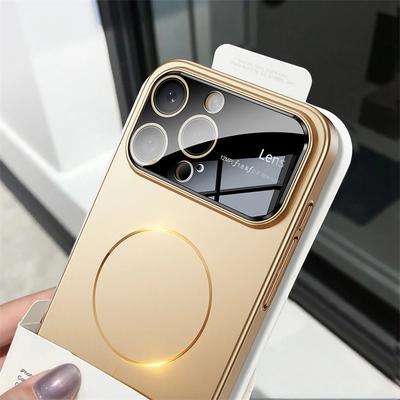 Роскошный матовый большой стеклянный чехол для камеры iPhone 16 15 14 13 12 11 Pro Max для магнитного беспроводного зарядного чехла Magsafe