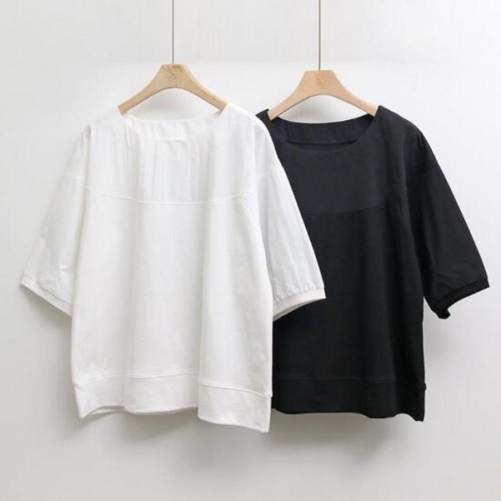 New Arrivals Open Run Women Round Neck Simple Semi Casual Short Sleeve Blouse