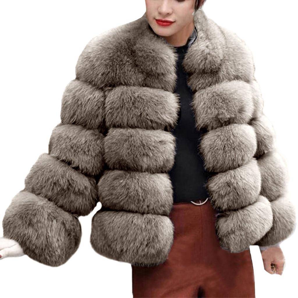 Women Fashion Luxury Faux  Coat Stand  Winter Warm Overcoat