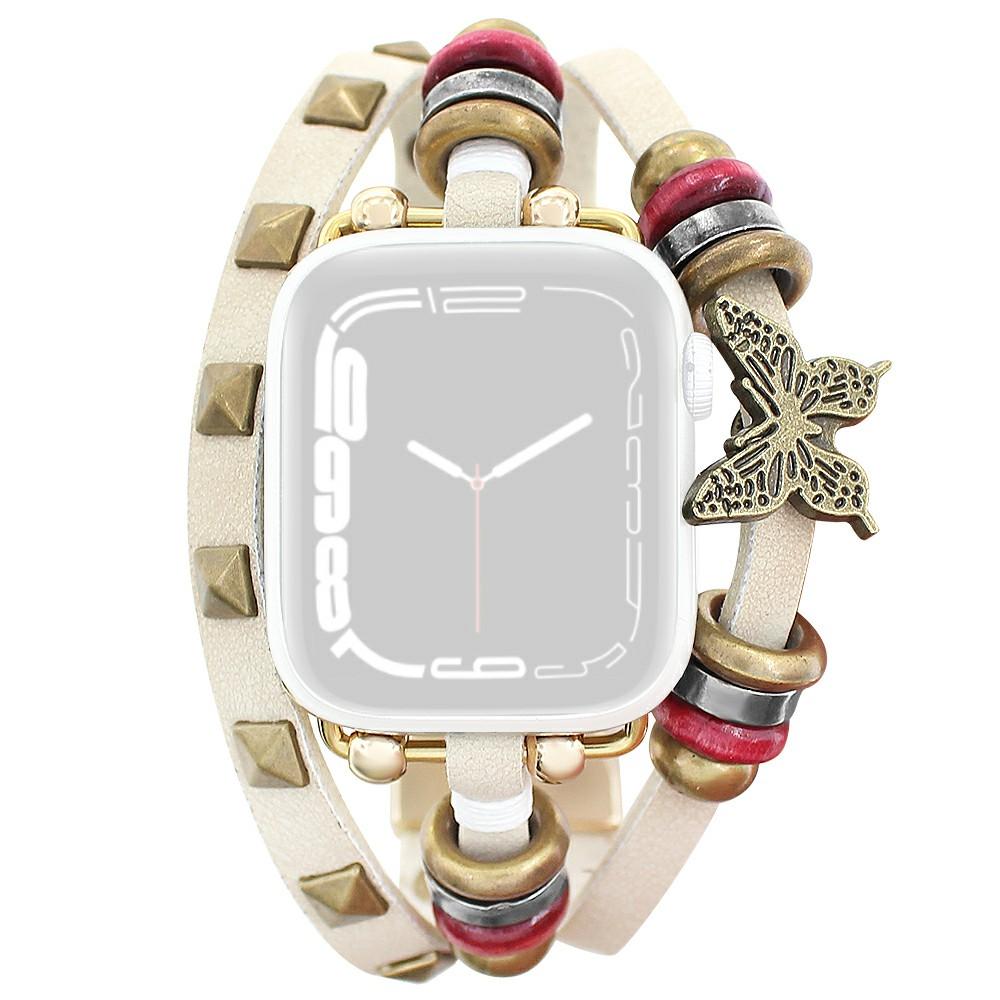 Кожаный ремешок-браслет для Apple Watch Series 10 Ultra 9 8 7 SE 6 5 4 3 2 1 46 мм 49 мм 45 мм 44 мм 42 мм с декором из заклепок