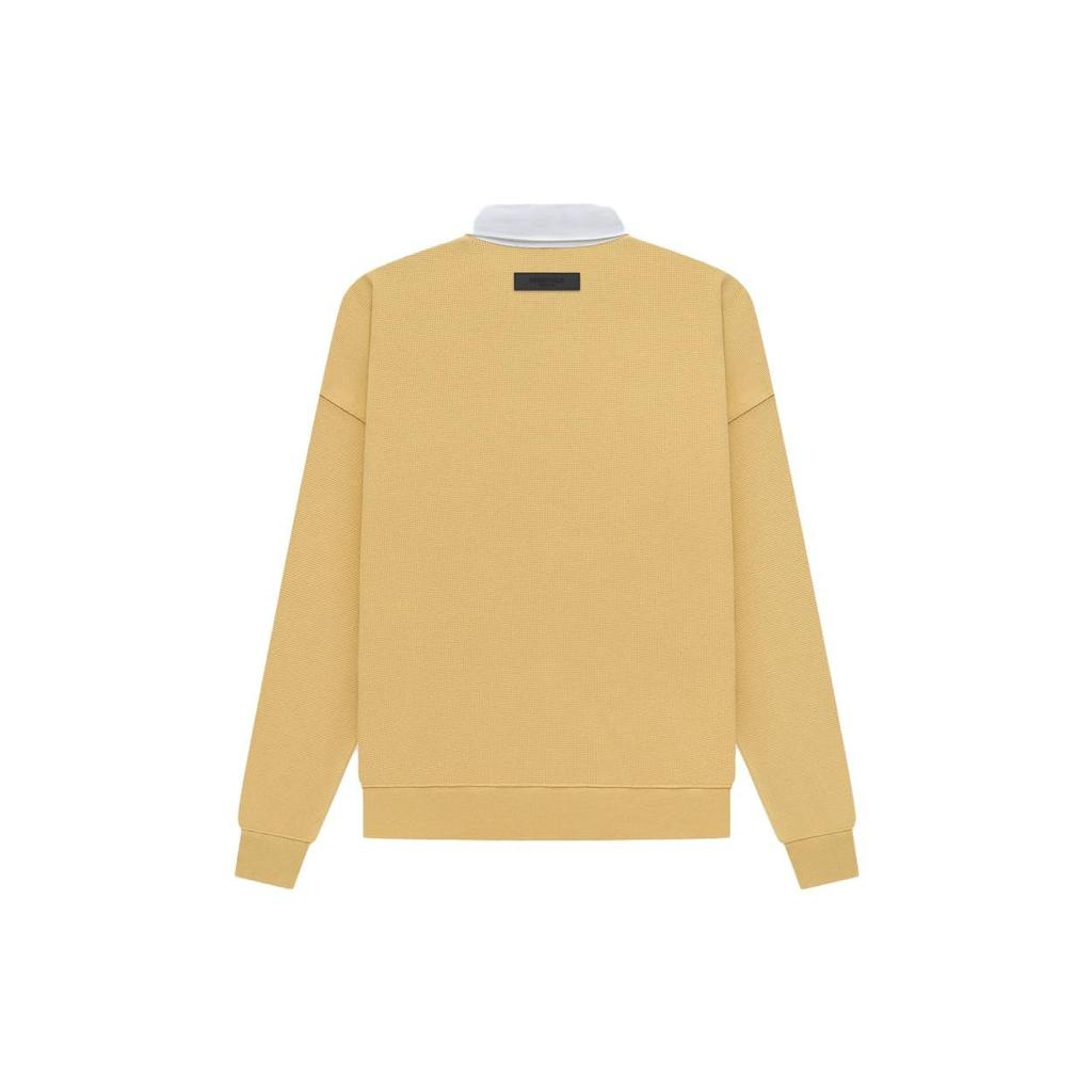 Fear of God Essentials SS23 Вафельная рубашка-поло с длинными рукавами и логотипом регби, мужские топы светло-тосканского цвета FOG-SS23-057
