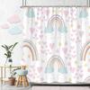 Rainbow Shower Curtain Colourful Cute Bohemian Abstract Print Kids Shower Curtain Polyester Fabric Art Bathroom Decor With Hooks