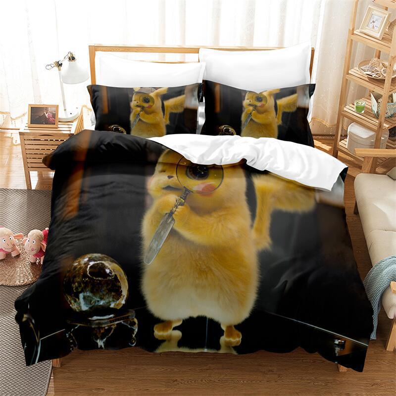 Cartoon Animation Digital Printing Bedding Quilt Cover Microfiber Polyester Cotton Three-Piece Set