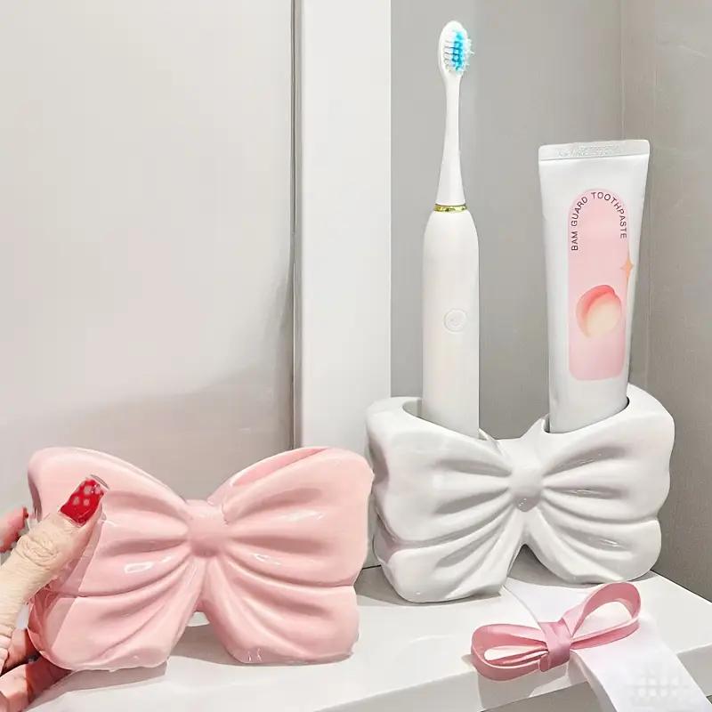 1 шт. керамический держатель для зубных щеток в форме банта, украшение, керамическая подставка для хранения зубных щеток и зубной пасты, аксессуары для ванной комнаты, держатель для щеток