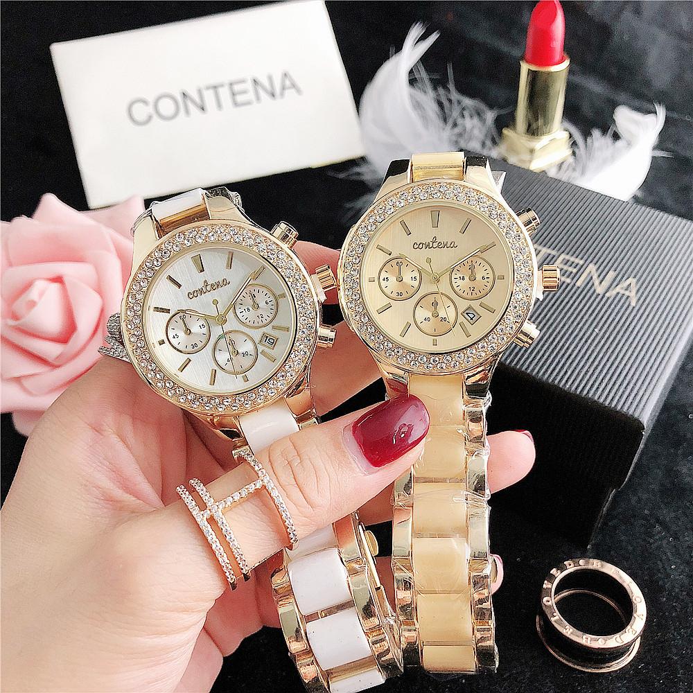 CONTENA Women Watches Top Brand Luxury Quartz Ladies Fashion Wristatch Rose Gold Diamond Female Clock Relogio Feminino