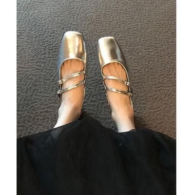 Французские туфли Мэри Джейн на низком каблуке серебристого цвета, босоножки на толстом каблуке с квадратной головкой, вечерние туфли в стиле фейри, пустые одинарные туфли