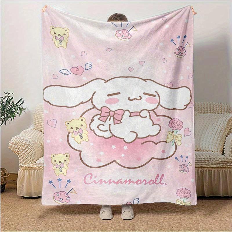 1pc, Sanrio Cute Cinnamoroll Home Decor Flannel Blanket: Perfect Gift for Bedroom, Living Room, Travel, Camping, Car, Beach, Office Naps, Ideal as Sof