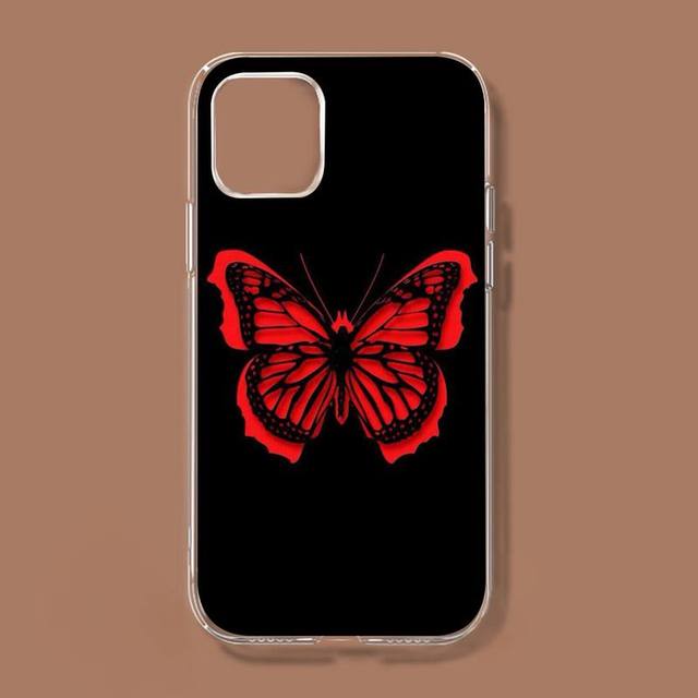 Чехол для телефона «Красная бабочка на белых розах» с цветком для Iphone 11 12 13 Mini Pro Xs Max 8 7 6 6s Plus X 5S Se 2020 Xr