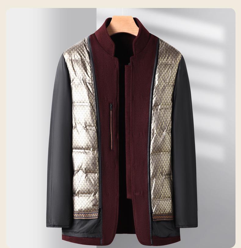 Мужской зимний ретро-пальто в китайском стиле Mancibo со стойкой и съемной пуговицей-лягушкой.