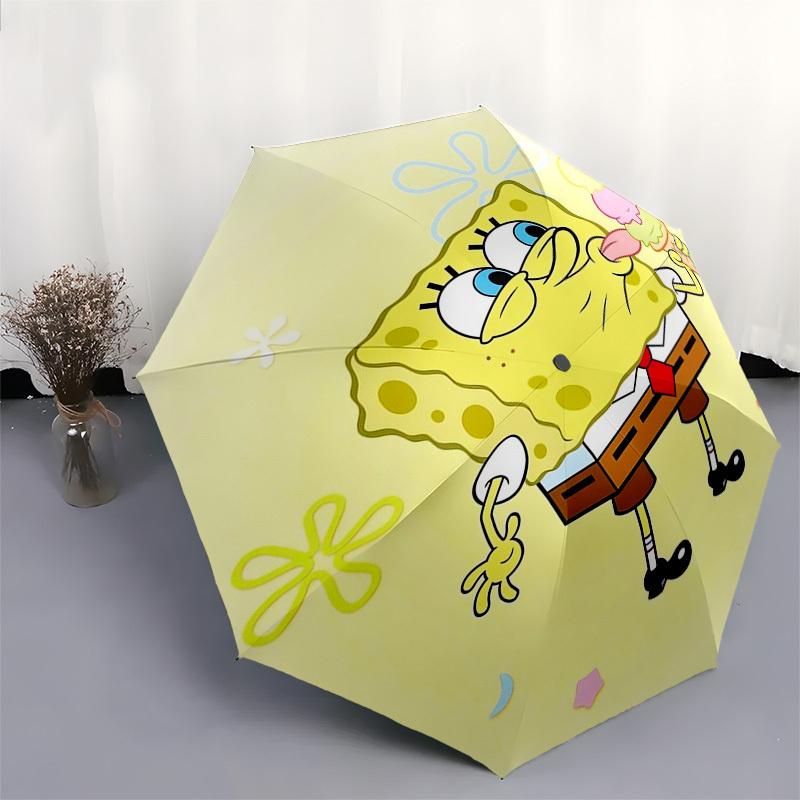 1pc SpongeBob Ice Cream Cone Umbrella with Plastic Handle,Suitable for All Seasons Home Travel Outdoor UmbrellaFP035