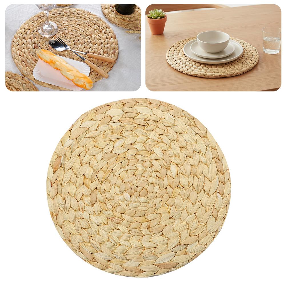 Woven Thermal Insulation Table Mats Anti-Hot Braided-Straw Pads Table Protector Modern Rustic Style Table Mats