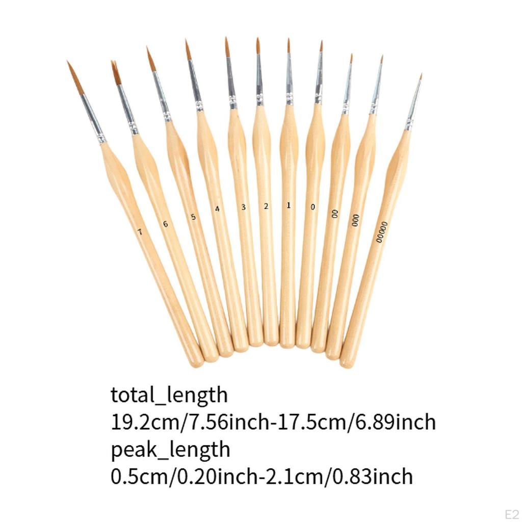 11 Pieces Miniature Paint Brushes Art Liner Portable Supplies Convenient Detail
