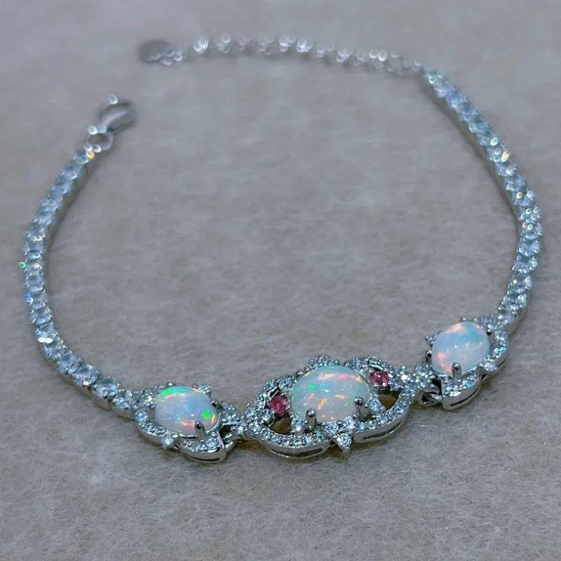 Sace Gems 925 стерлингового серебра 6*8 мм натуральный опал драгоценный камень браслеты для женщин помолвка коктейль вечеринка изящные ювелирные изделия