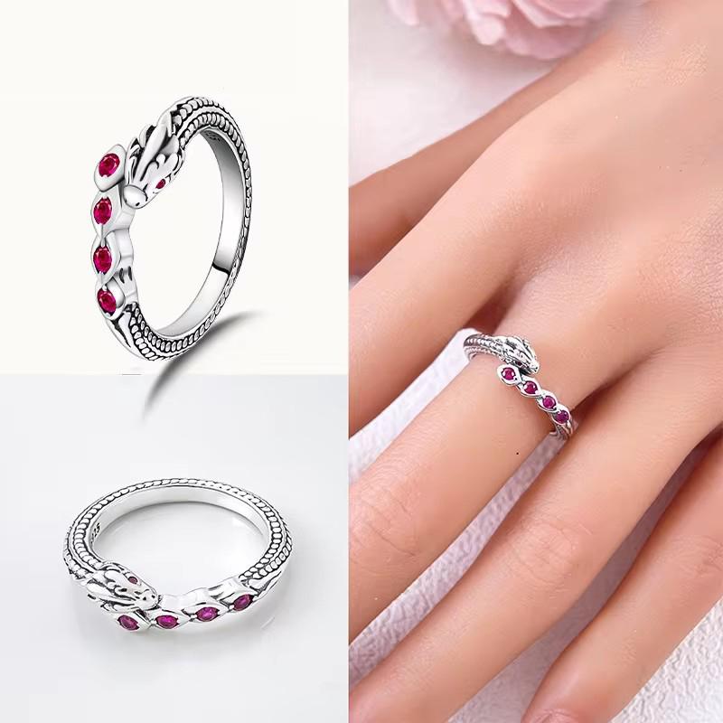 925 Silver Snake Elephant Wolf Cow Skull Ring For Women Jewelry Hollow Geometric Design Wedding Party Fashion Gift