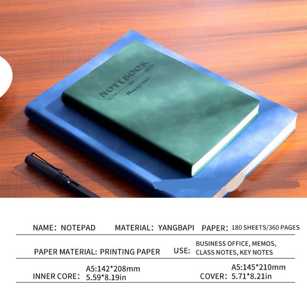 A4/A5/B5 Soft Leather Notebook, Lined Pages, Business Meeting Record Book, Notepad, Student Diary, Subject Notes, 180 Sheets