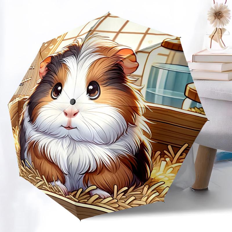 1pc Guinea PigAutomatic Open/close Folding Umbrella, Compact Portable Travel Umbrella, Perfect Birthday/Holiday, Cute Umbrella y052