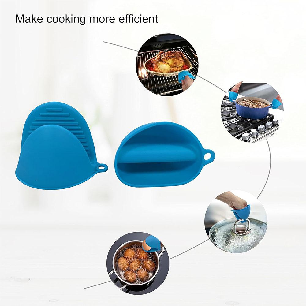 Thickened Mini Silicone Oven Mitts Heat Resistant, Rubber Oven Mitt Gloves, Silicone Potholder for Kitchen Cooking & Baking