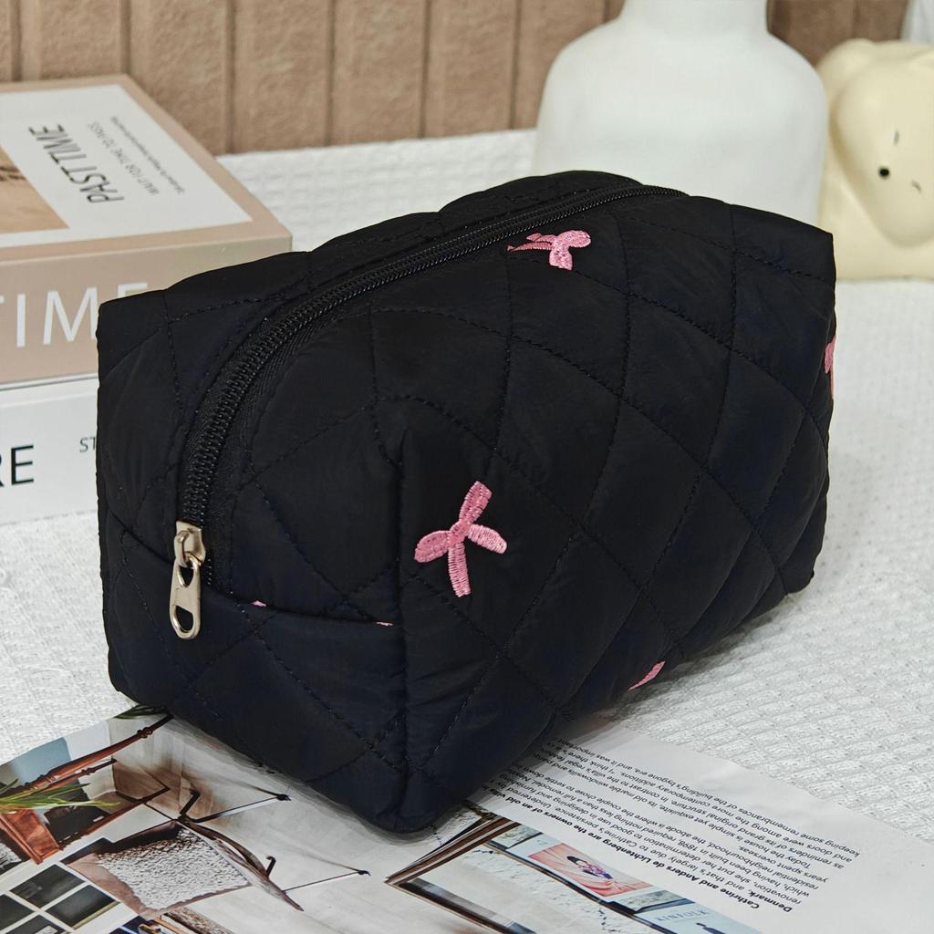 Large Quilted Cotton Handbag: Multipurpose Makeup, Toiletry & Electronics Organizer