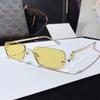 Модные маленькие квадратные женские маленькие квадратные солнцезащитные очки в металлической оправе для дам, элитный бренд, полурамка, прямоугольные оттенки