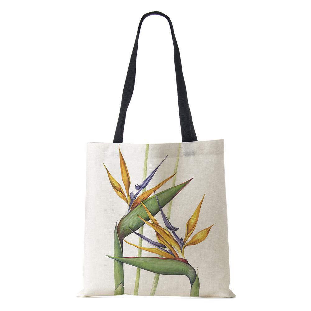 Сумка через плечо с растениями и цветами, пейзаж 2022, женская многоразовая холщовая сумка-тоут для покупок, простая повседневная складная сумка большой вместительности