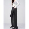 Autumn and Winter New Women's Clothing High Waist and Thin Lazy Style Straight Stripes Mopping Gray Lace-up Wide-leg Trousers