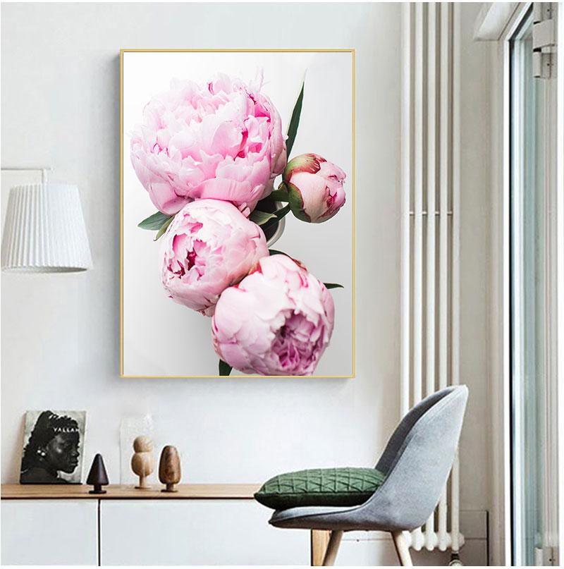 Картина на холсте, элегантный цветок пиона, фраза, постер и принт, настенная художественная картина для гостиной, украшение дома, скандинавский декор, без рамки