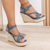Fashion 2024 Summer New Women's Shoes Fashion Solid Color Open Toe Women's Sandals Cloth One-line Buckle Women's High Heel Sandals