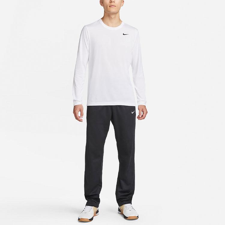 Nike Мужская пуловерная футболка с круглым вырезом и длинными рукавами Dri-FIT, белые топы, белый DX0994-100