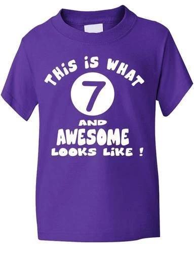 7th Seventh Birthday T-shirt Tops Tees Unisex Girls Boys Unisex Birthday Gift Age 1-13