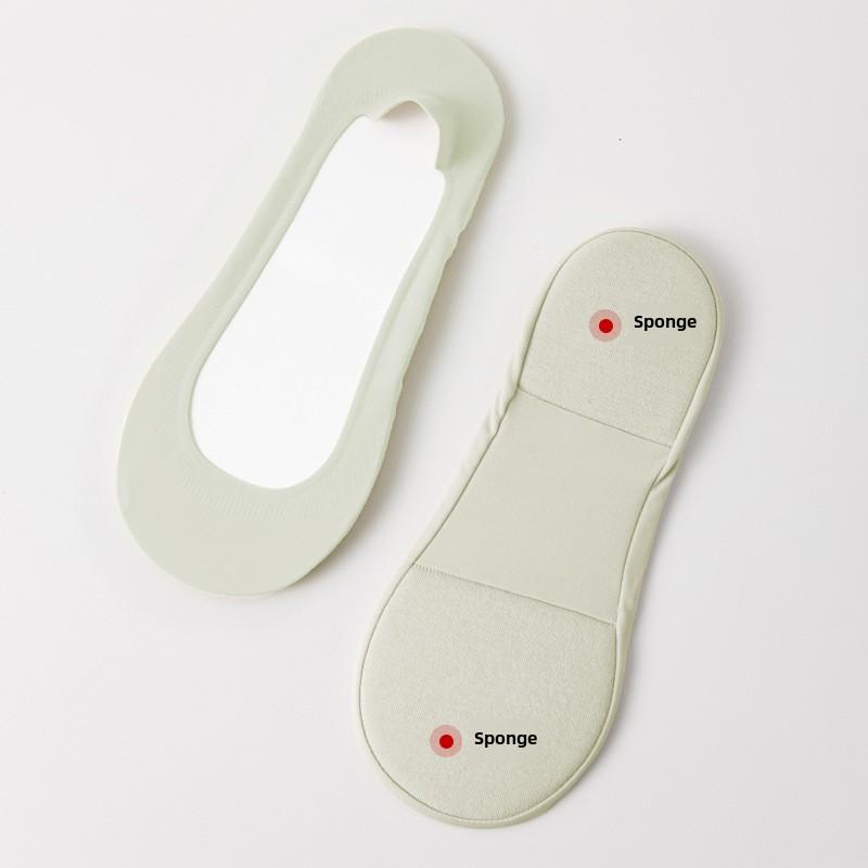 Women's Cotton No Show Socks, Invisible Non Slip Ankle Socks with Cushioned Sole, Breathable Thin Socks for Summer