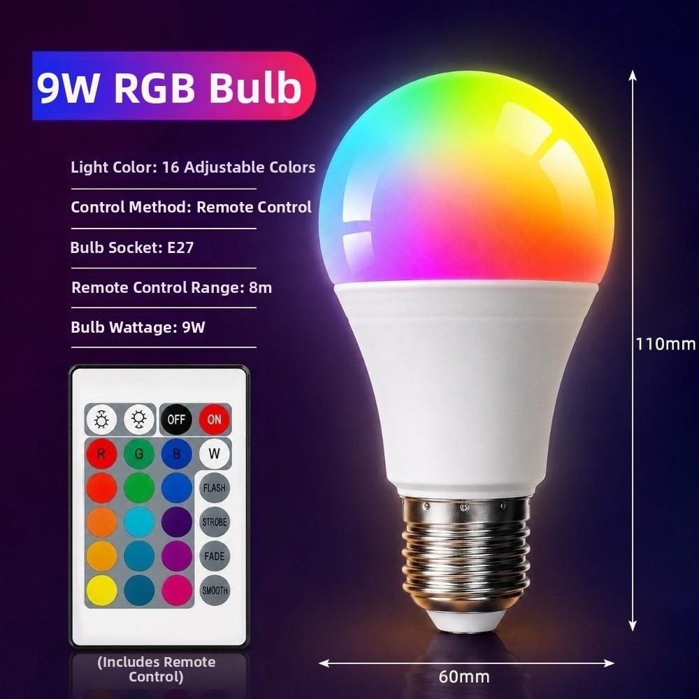 Adjustable Brightness RGB Color Changing Light Bulb Multicolor Color Changing Bulb