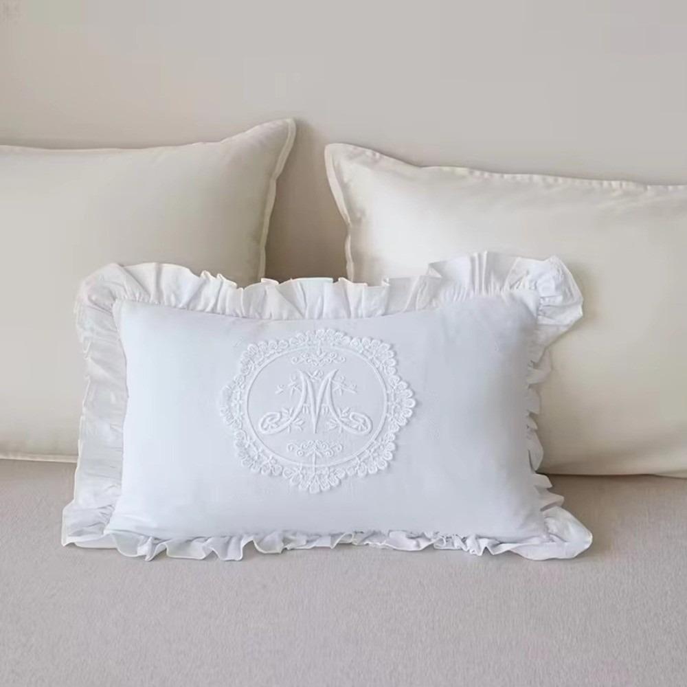 Washed Material Pillow Cover French Lace Bedroom Pillow Shell Comfortable Cushion Cover