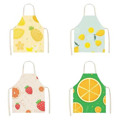 Фартук для приготовления пищи и выпечки. Фартук со свежими фруктами и клубничным узором. Льняной фартук без рукавов для родителей и детей. Фартук для уборки дома.