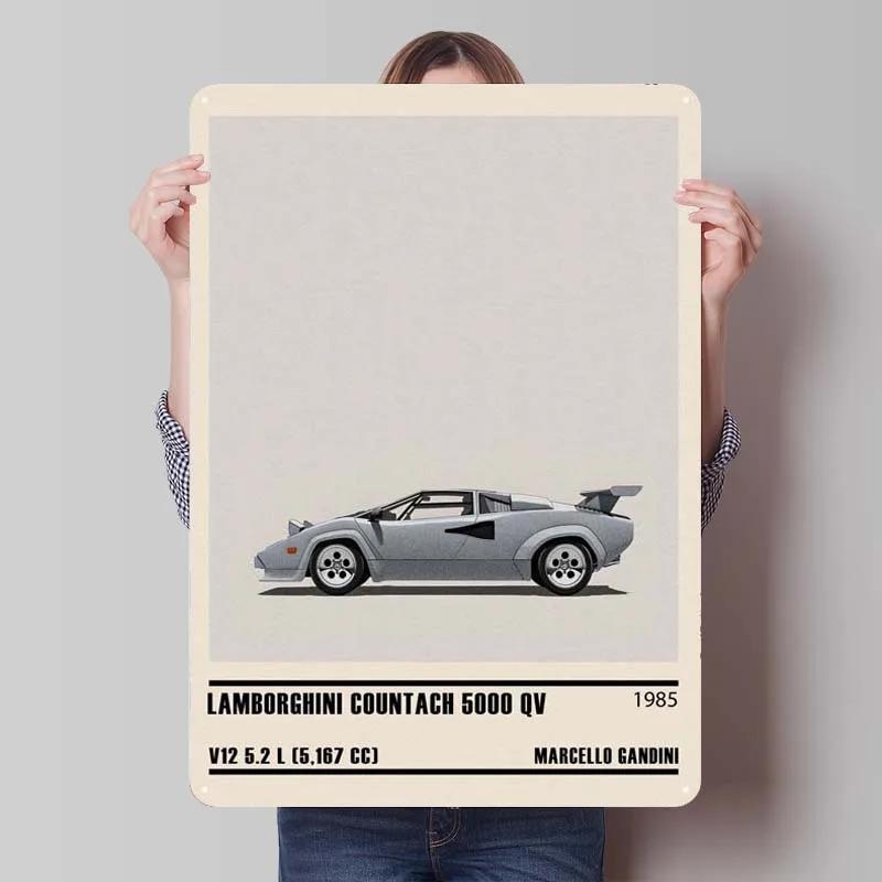 Металлическая табличка Lamborghini Постер с автомобилями Декорация для дома Ретро Металлическая табличка для гаража Настенное искусство Декор
