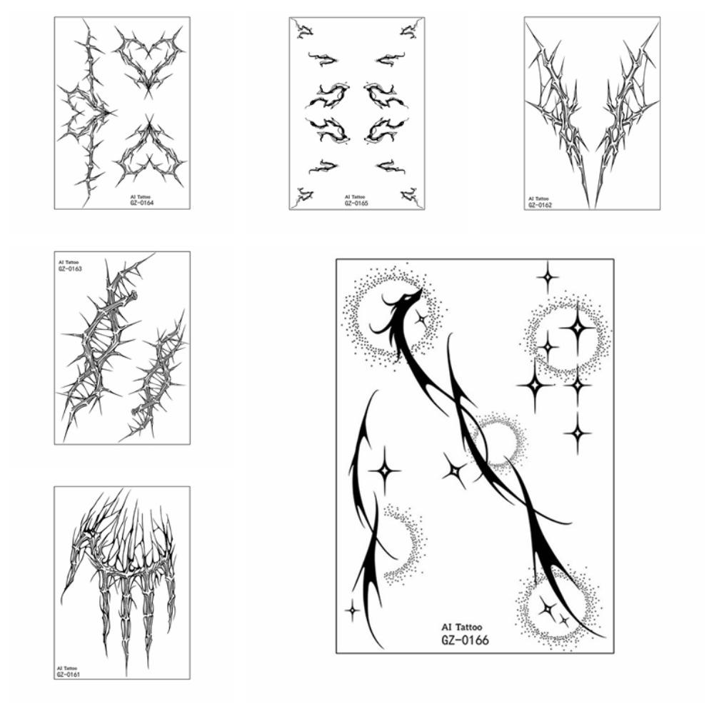 Инструмент красоты Черные линии татуировки наклейки Черные звезды линии временные татуировки креативные на открытом воздухе