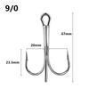 10 шт./коробка Огромные тройные крючки 4X прочные 6/0#-10/0# Рыболовный крючок Острый с бородкой Углеродистая сталь Якорная оснастка Круглый загиб Угол для крупной рыбы