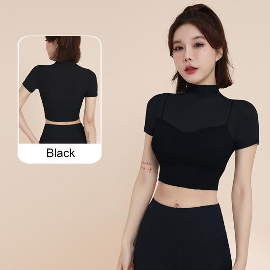 Женский летний топ для йоги Тонкий, быстросохнущий, хорошо пропускает воздух, короткие рукава, открытая талия, укороченный топ для бега, пилатеса, спортзала, упражнений