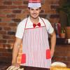 Кухонный фартук с двойными функциональными карманами, в комплекте с головным убором, для вечеринки на Хэллоуин, для официантов, на праздничное мероприятие