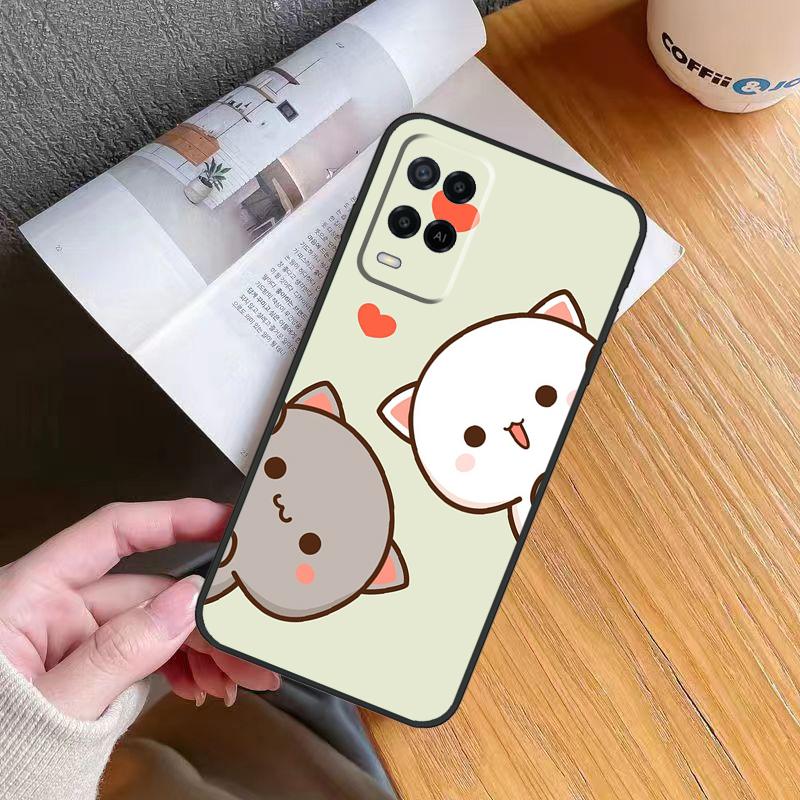 Мультяшный чехол Кот Персик Моти для OPPO A96 A76 A16 A5 A9 A15 A54 A74 A94 A78 A98 A17 A77 A52 A72 A93 A57S A54S A53S