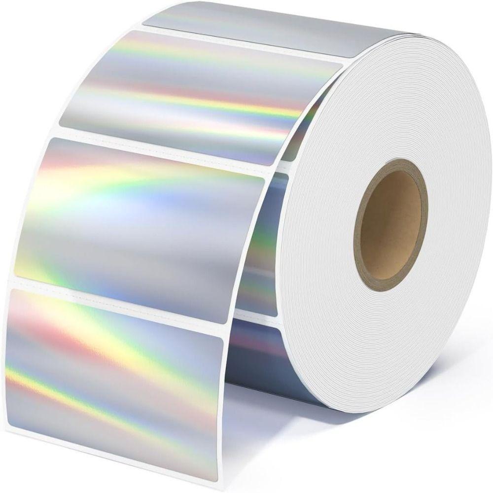 Glitter Holographic Silver Thermal Sticker Printable Thermal Printer Label Sticker  Name Tag