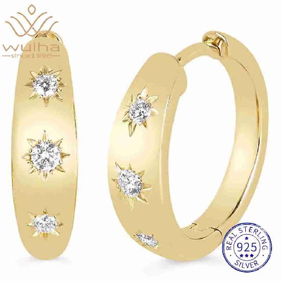 WUIHA Vintage 100% 925 Sterling Silver VVS1 D Color Real GRA Moissanite Diamonds Wedding Engagement Earrings Hoops Fine Jewelry