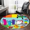 1pc 3D-Number-Blocks-Cartoon Print Round Carpet Chair Round Carpet Suitable for Bedroom Living Room Home Decorative Carpet